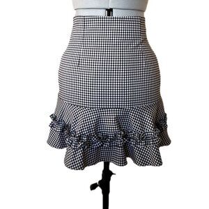 Adorable Luga Made in Korea Black & White Gingham High Waisted Ruffle Mini Sz. S